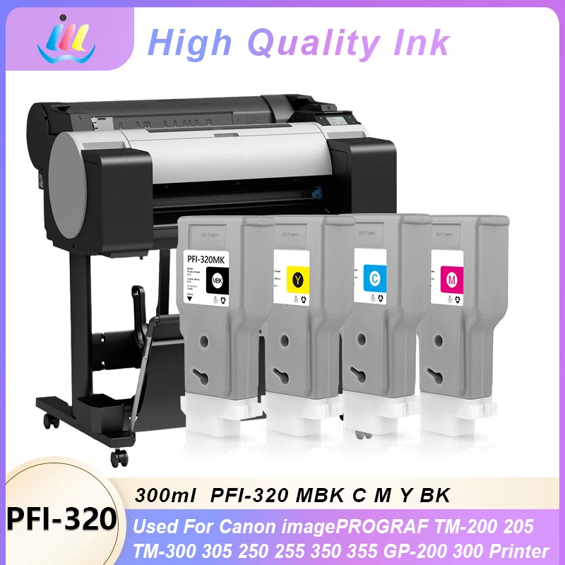 300ml PFI-320 321 Ink Cartridge Compatible For Canon imagePROGRAF TM-200 TM-205 TM-300 TM-305 TM-250 255 350 355 GP-200 300 Pri