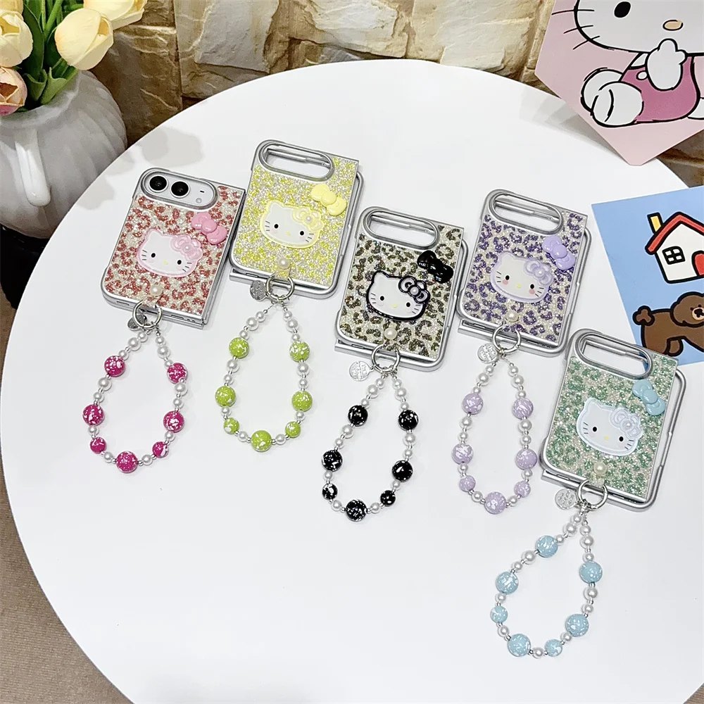 Luxury Glitter Fashion Cartoon Cat Phone Case For iPhone Duo With 3D Bow Chain Anti-Fall Protective Case Kawaii Cover For iphone