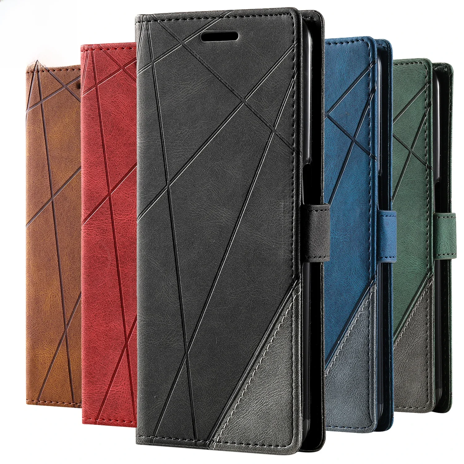 Etui typu flip do modeli Moto G75, G55, G35, G85, E6S 2020, E7 Edge, G 5G Play 2021, G30, G50, G60, G8, G9 Plus, One Fusion – skórzane etui z funkcją portfela i podstawką. — zdjęcie produktu 7
