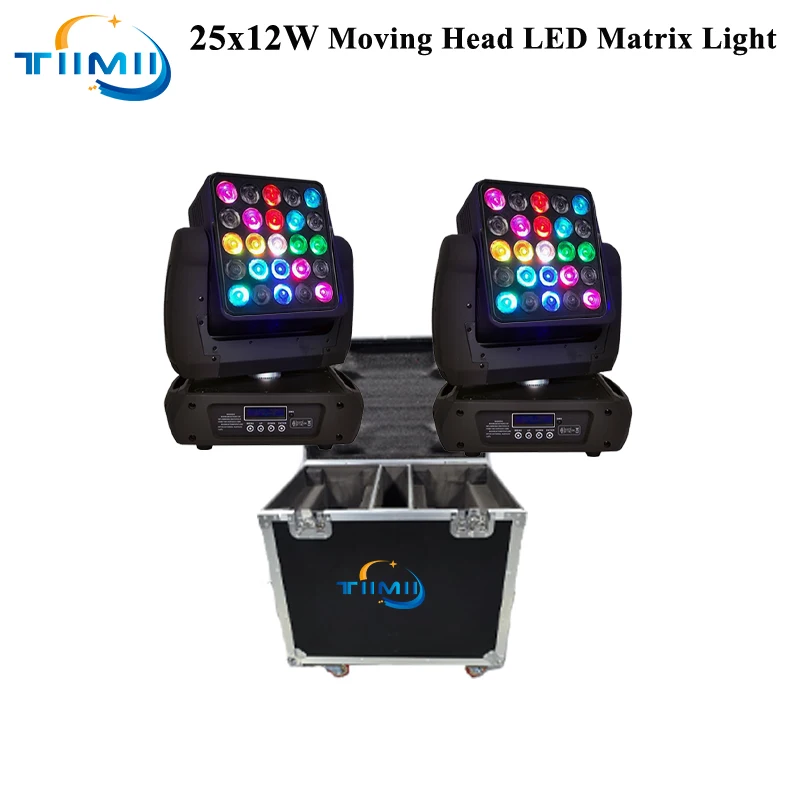 

2Pcs LED 25x12W Matrix Moving Head Wash DJ Light Point Control Magic Panel Beam Light Wedding Concert Event Flightcase