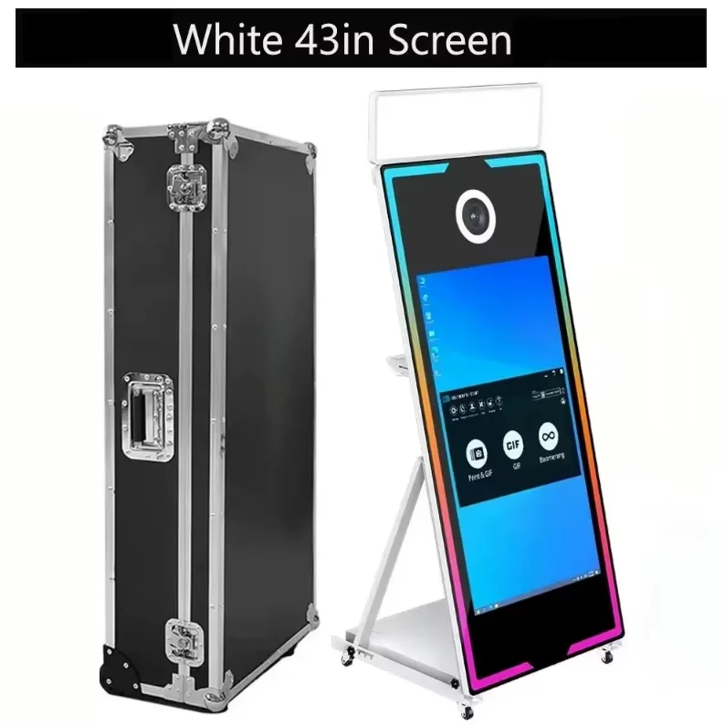 2026 Touchscreen Fotohokje Draagbaar 40 inch 65 inch Spiegel Magic Fotohokje Machine voor Bruiloft Feest Activiteiten