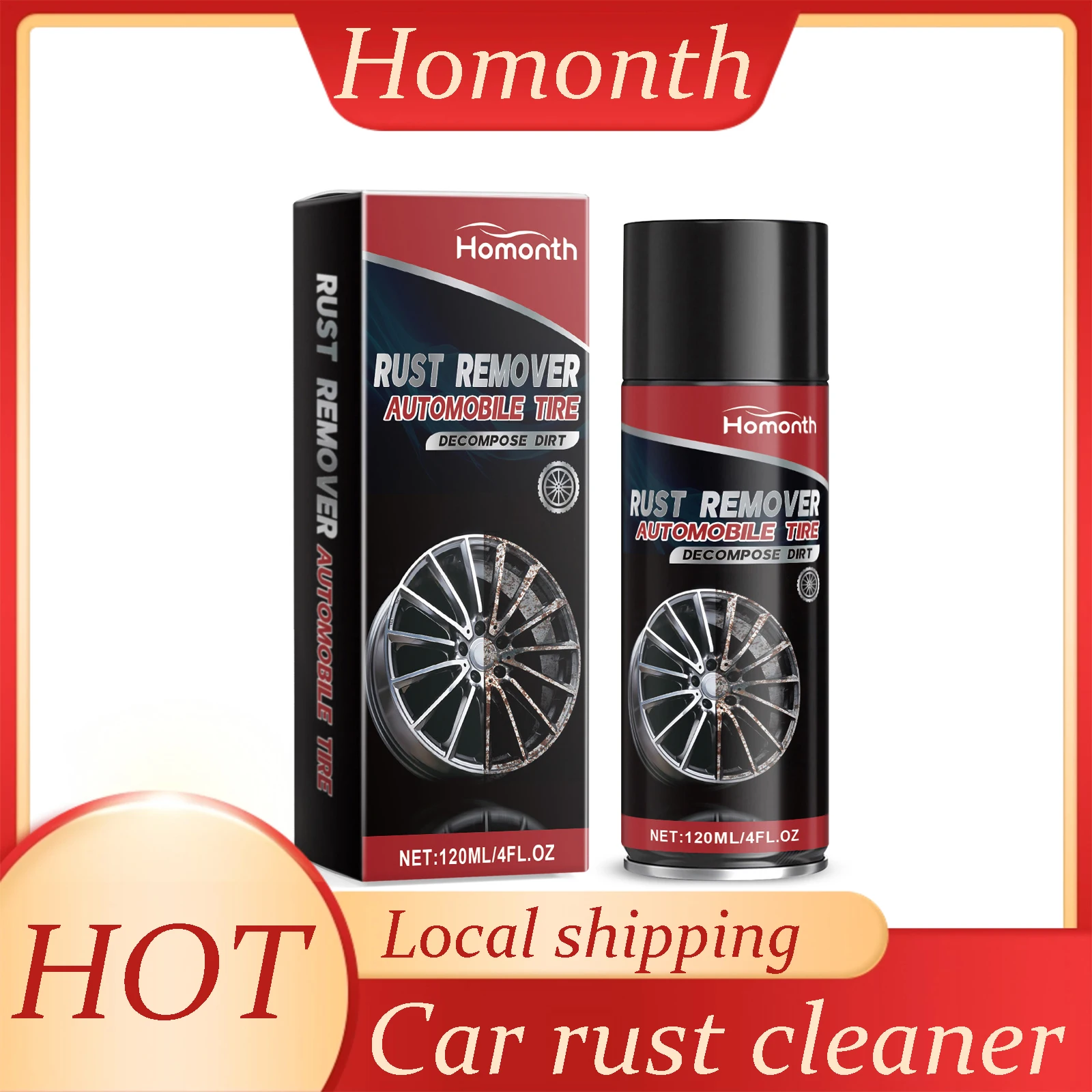 

Homonth Car Wheel Cleaner Spray Remove Rust Stains Restoring Gloss Polishing Cleaning Dirts Prevent Rust Vehicle Rust Remover