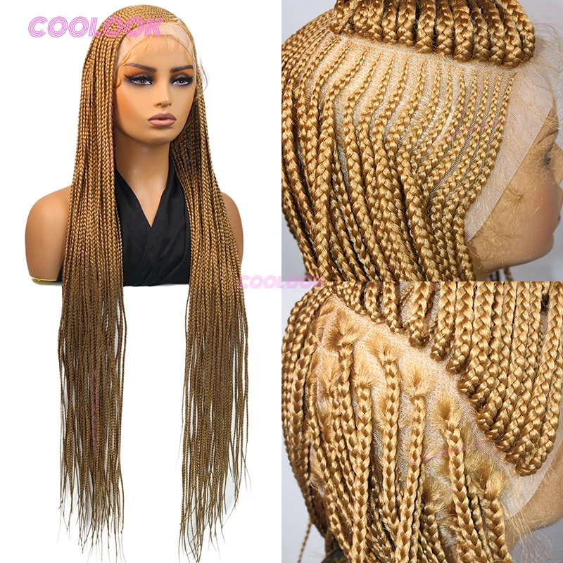 36-Zoll-Box-Part-Perücke mit Zöpfen, synthetische Perücke für Damen, Cornrow-Zopfperücken, Full-Lace-Perücke, geflochtene afrikanische Perücken, Cosplay – Detail 3