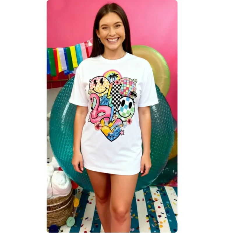 تي شيرت برسومات كلاسيكية ساحرة من القطن بنسبة 100%، تي شيرت فضفاض بأكمام قصيرة مناسب للجنسين، ناعم ومسامي، ملابس يومية كاجوال عصرية للشارع