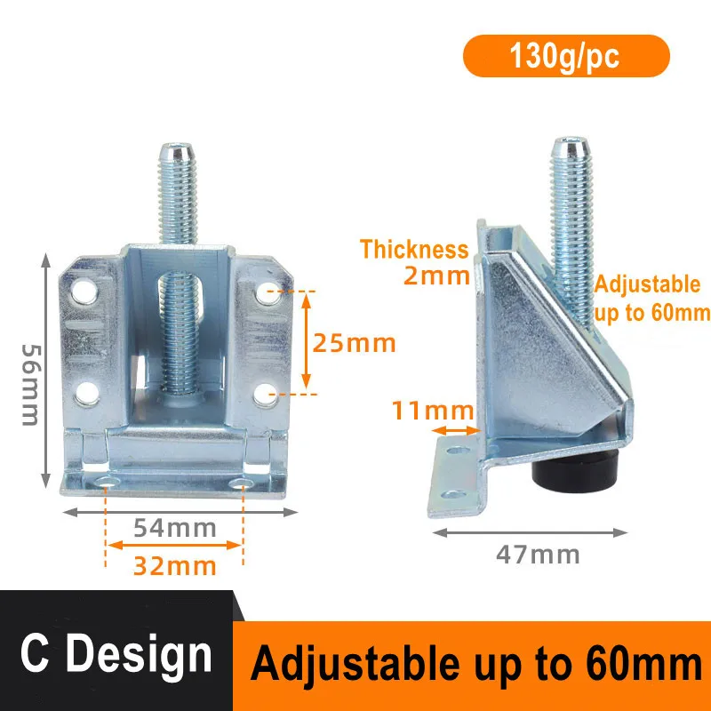 1PC Furniture Leveling Leg With Anti Slip Pad For Table Cabinet Adjustable Heavy Duty Leg Leveler Feet