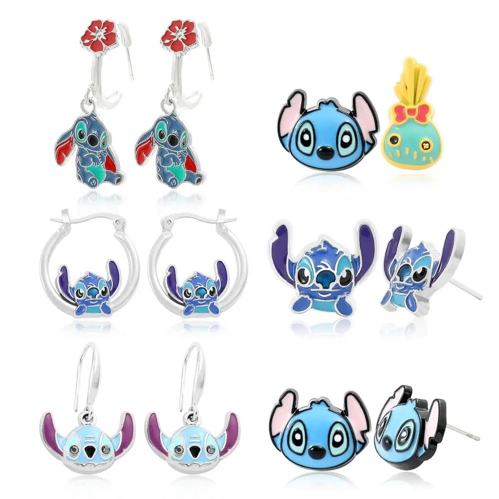 Boucles d'oreilles Disney Stitch Anime CAN o & Stitch, figurine de dessin animé, insigne en métal, clous d'oreille, accessoires de bijoux Kawaii, cadeaux