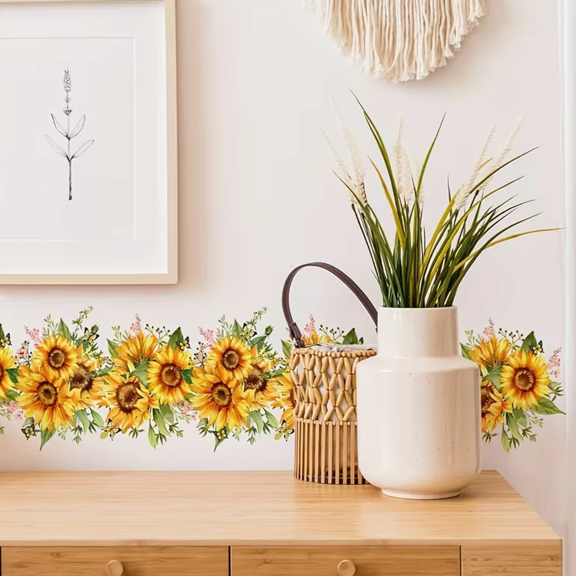 Sunflower Kitchen Wall Sticker, Removable Bathroom Backsplash Decal, Home Decor, DIY Reusable Vinyl Sticker view 4