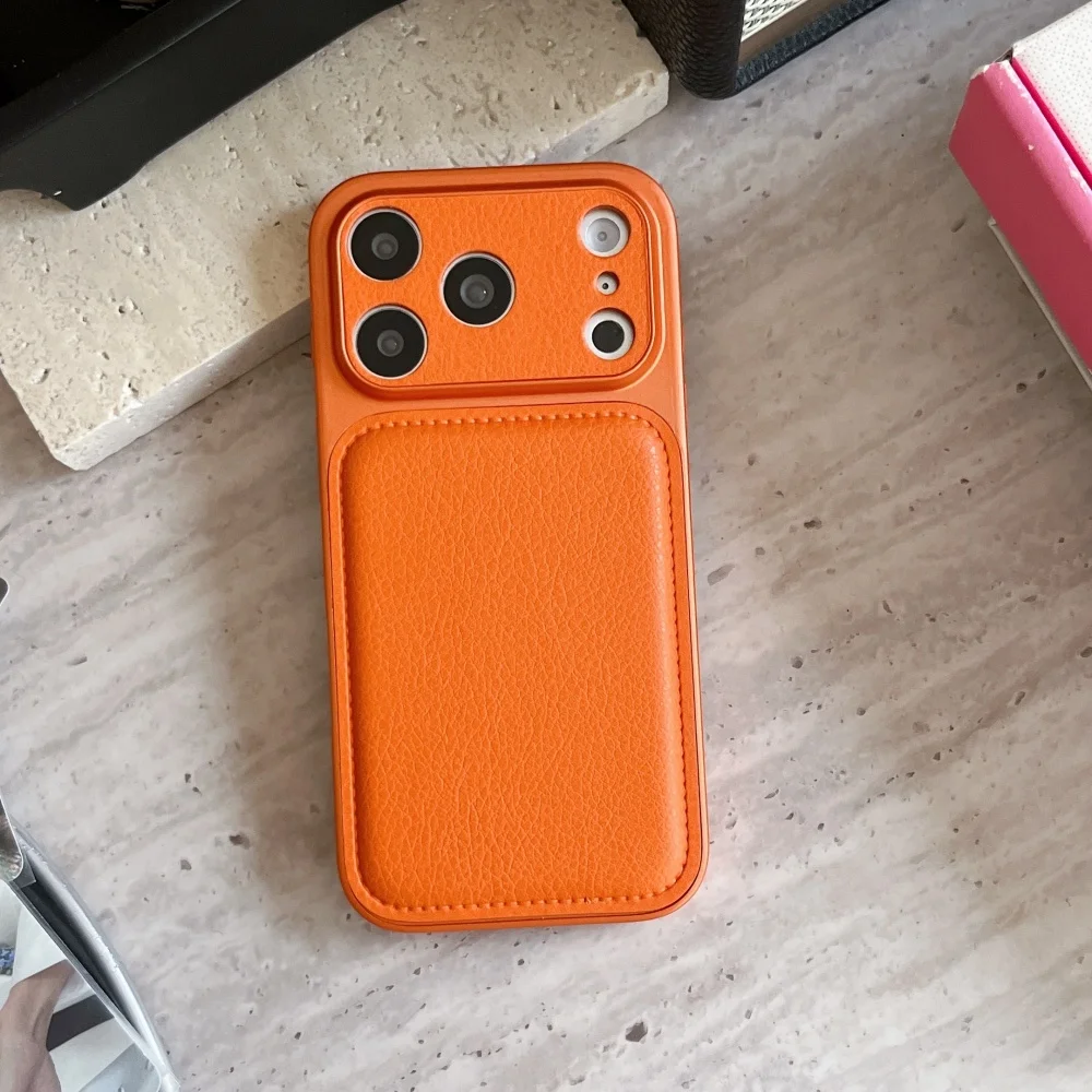 

Leather simple solid color series mobile phone case, suitable for iPhone 15/16/17 Pro Max, 17Pro new shock-proof protective case