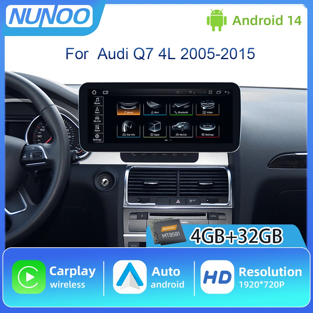 1920*720 Kabelloses CarPlay Android Auto Touchscreen für Audi Q7 4L 2005-2015 Auto-Stereoanlage Radio Multimedia-Player GPS-Navigation