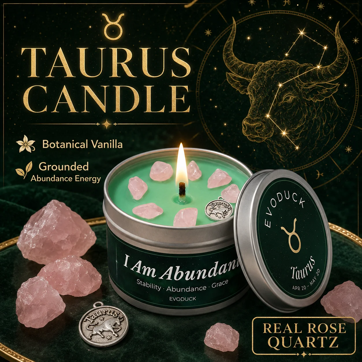 Vela Aromática Aurus Zodiac, Baunilha Botânica, Vela de Aromaterapia em Lata, Decoração de Fragrância para Casa, Presente de Aniversário, 3oz
