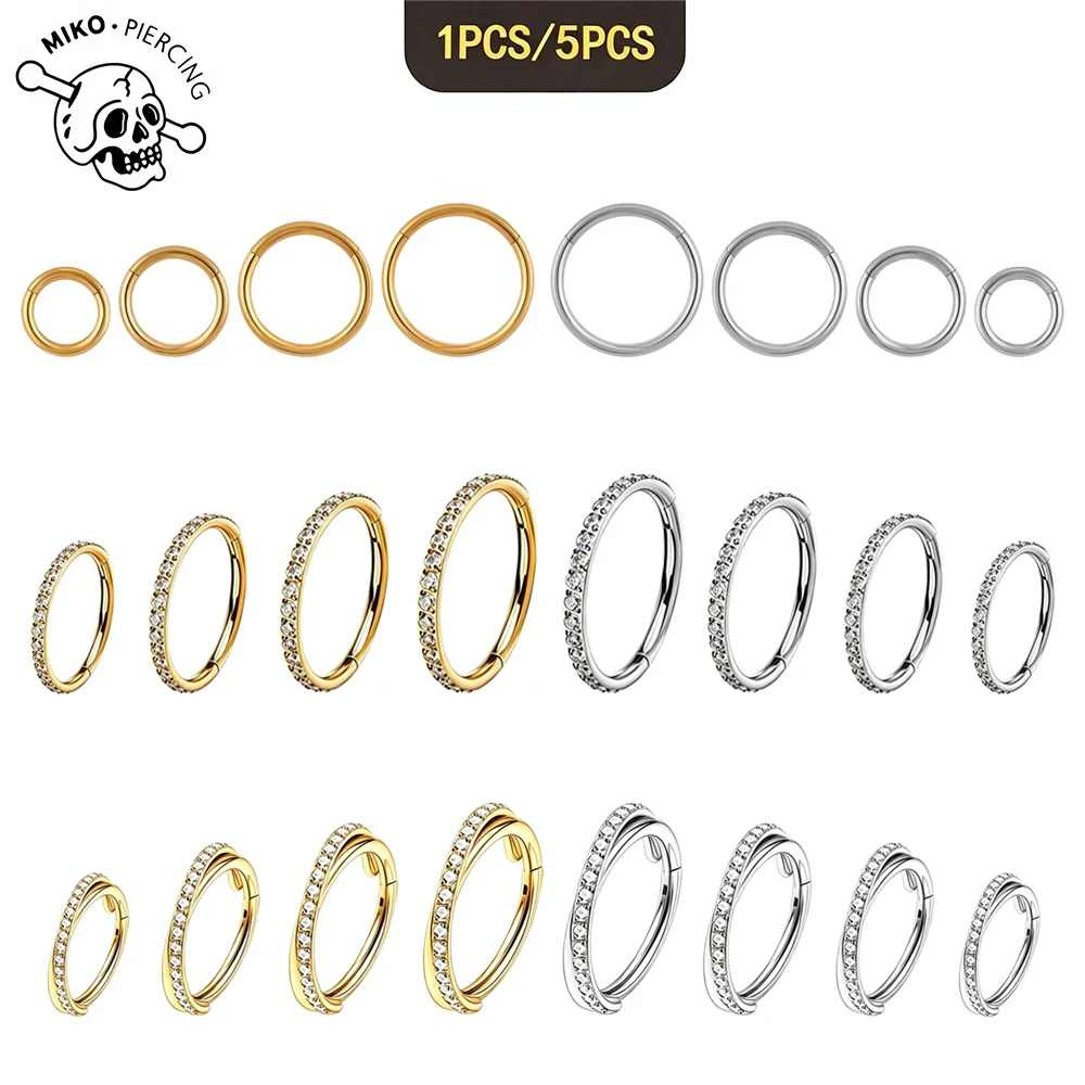 1/5 Stück Implantatqualität ASTM F136 Titan Klappbare Nahtlose Ohrringe Clicker Hoop Ring für Knorpel, Helix, Septum, Daith, Tragus, Conch