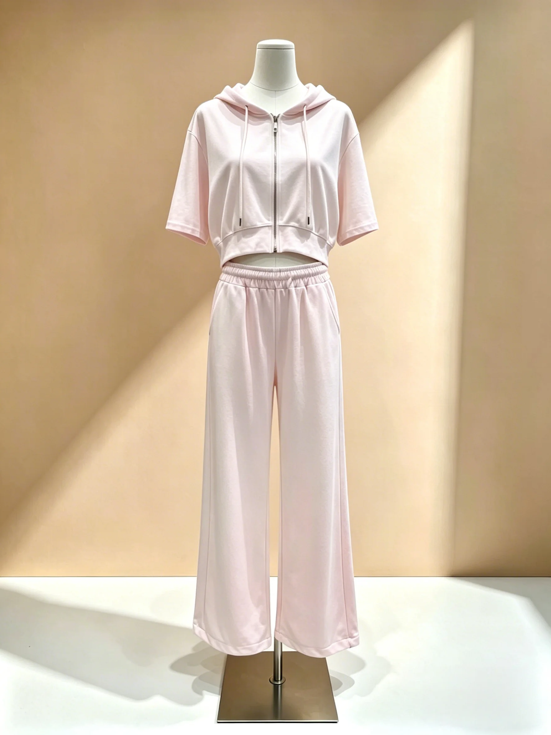 

26th Edition Hooded Zipper Simple and Comfortable Elastic Waist Long Pants Set