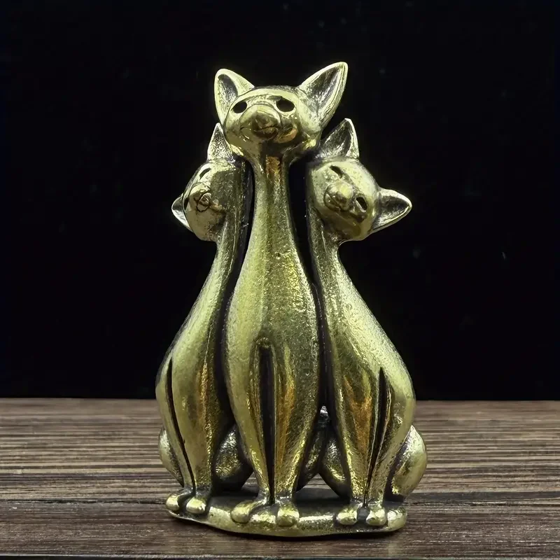 

Vintage Brass Three Kittens Figurine - Elegant Desktop Statue for Bookshelf, Living Room, Or Desktop Display Christmas