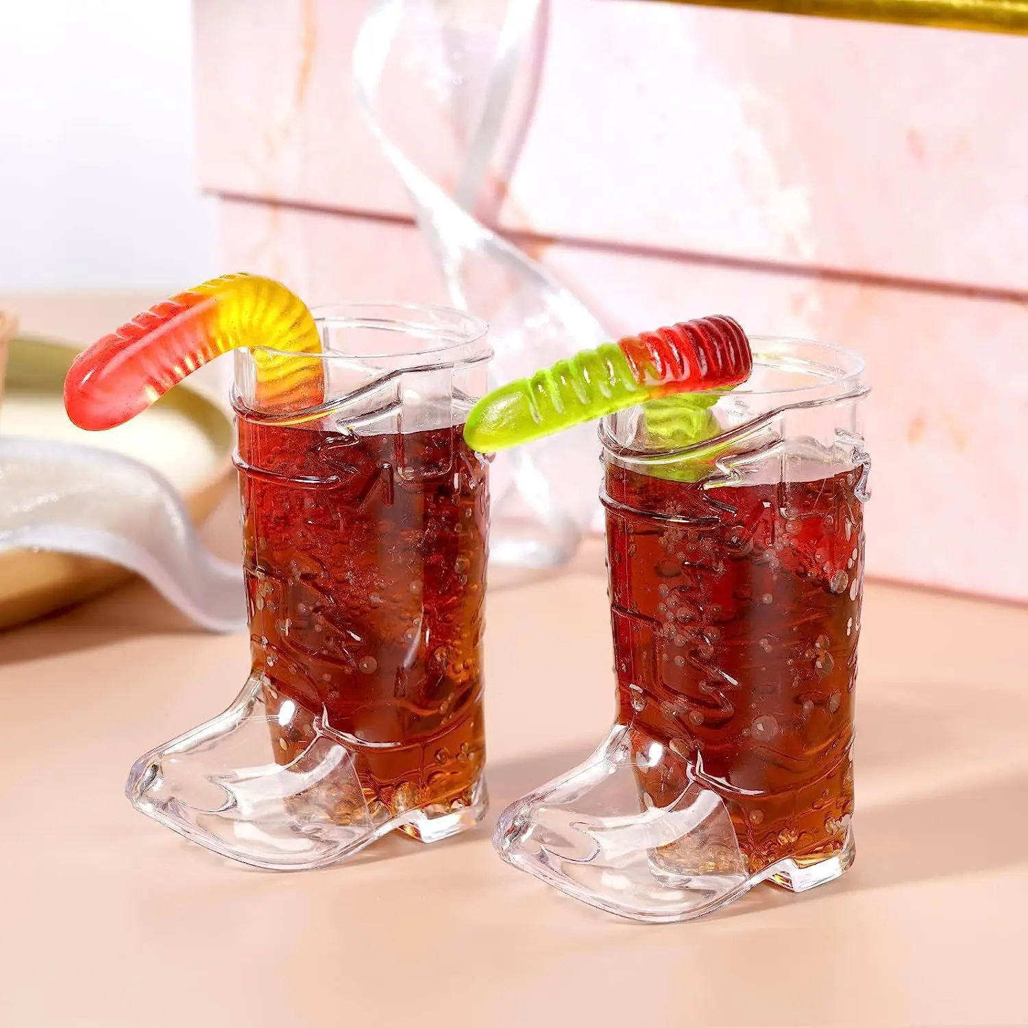 5 PCS Cowboy Boots Plastic Wine Glass Western Cowboy Theme Party Drink Transparent Soju Shot Glass Bachelor Party Bar Supplies