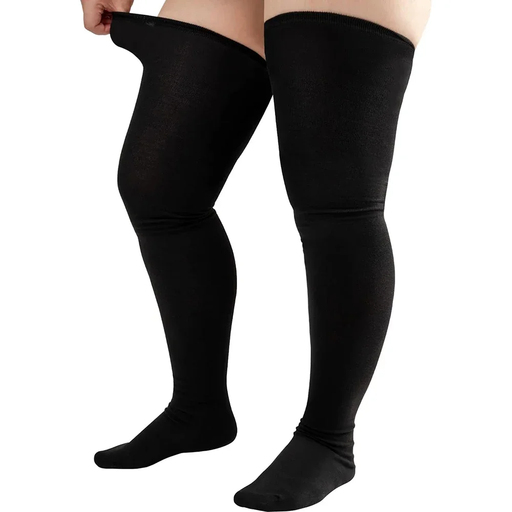1 paire de chaussettes hautes à Compression, grande taille jusqu'à 200lb, bas longs rayés au-dessus du genou, chauffe-jambes pour Cosplay, sport