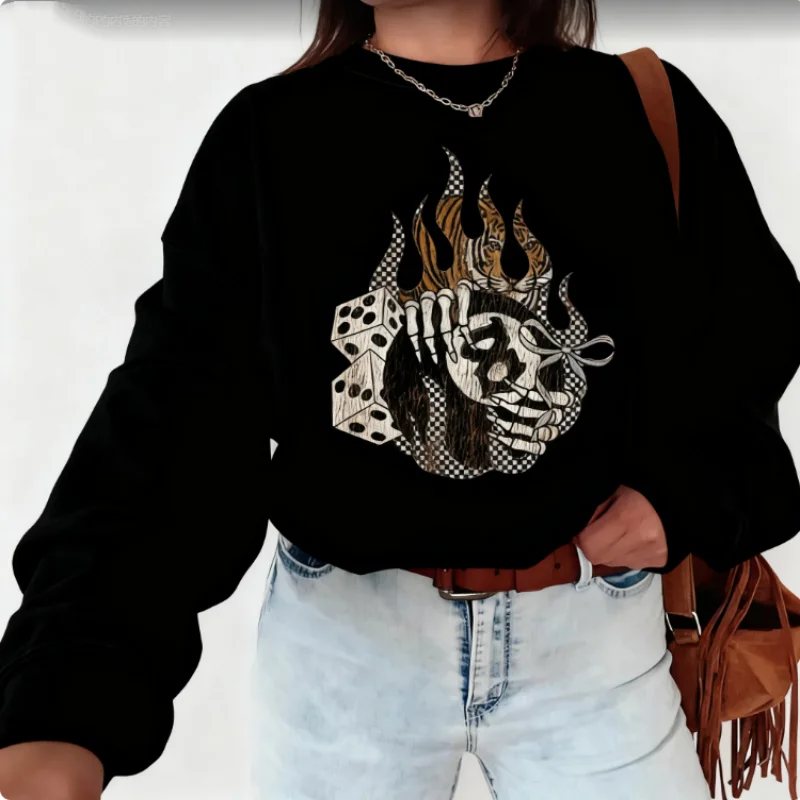 

Grunge 8 Ball Sweatshirt Vintage Crewneck Western Women's Graphic Tees Western Clothing Women’s Clothes Country Western Tops