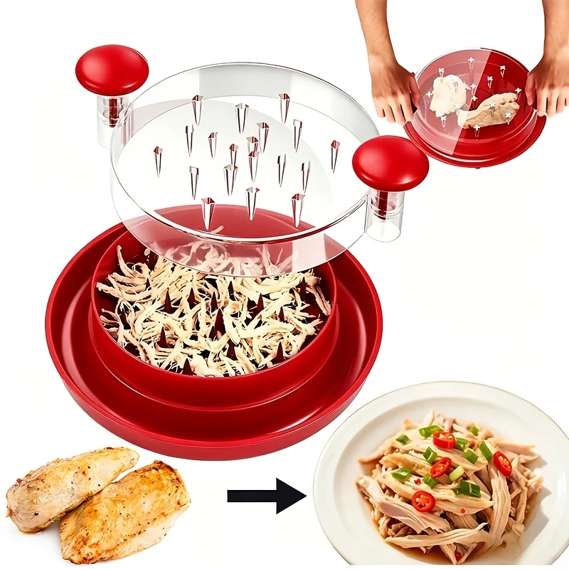 1pcs  Red manual meat grinder, labor-saving chicken breast grinder, no electricity needed