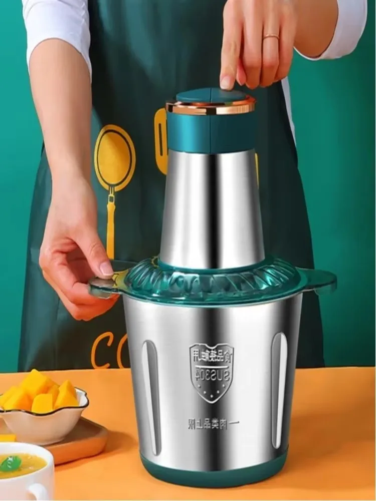 Elektrische Fleischzerkleinerer 2L Lebensmittelzerkleinerer Edelstahl Multifunktionaler Gemüseschneider Prozessor Zerkleinerer Küchenmixer