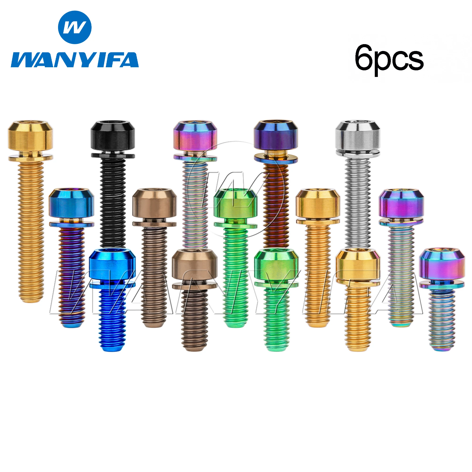 Wanyifa 6pcs Titanium Bolts M5/M6x16 18 20 25 30 35mm Bike Handlebar Stem Screws for Bicycle Hydraulic Disc Brake Crankset Stem