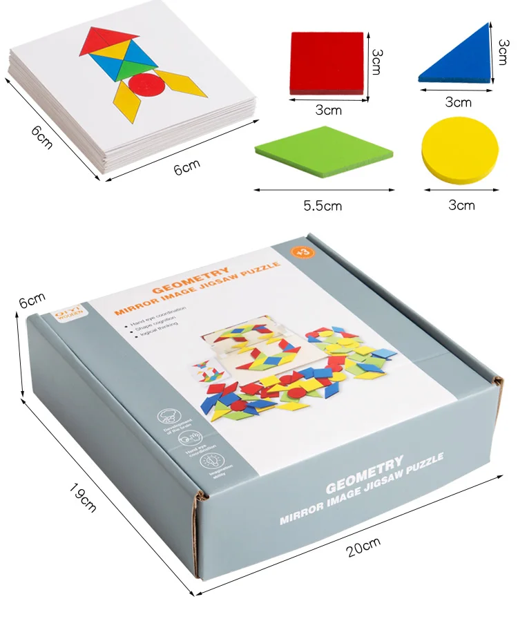 Montessori Spiegel Puzzle Spielzeug für Kinder Holz Frühe Pädagogische Spielzeug Logisches Denken Raum Training Gehirn Spiel Reise Spielzeug Geschenke – Detail 24
