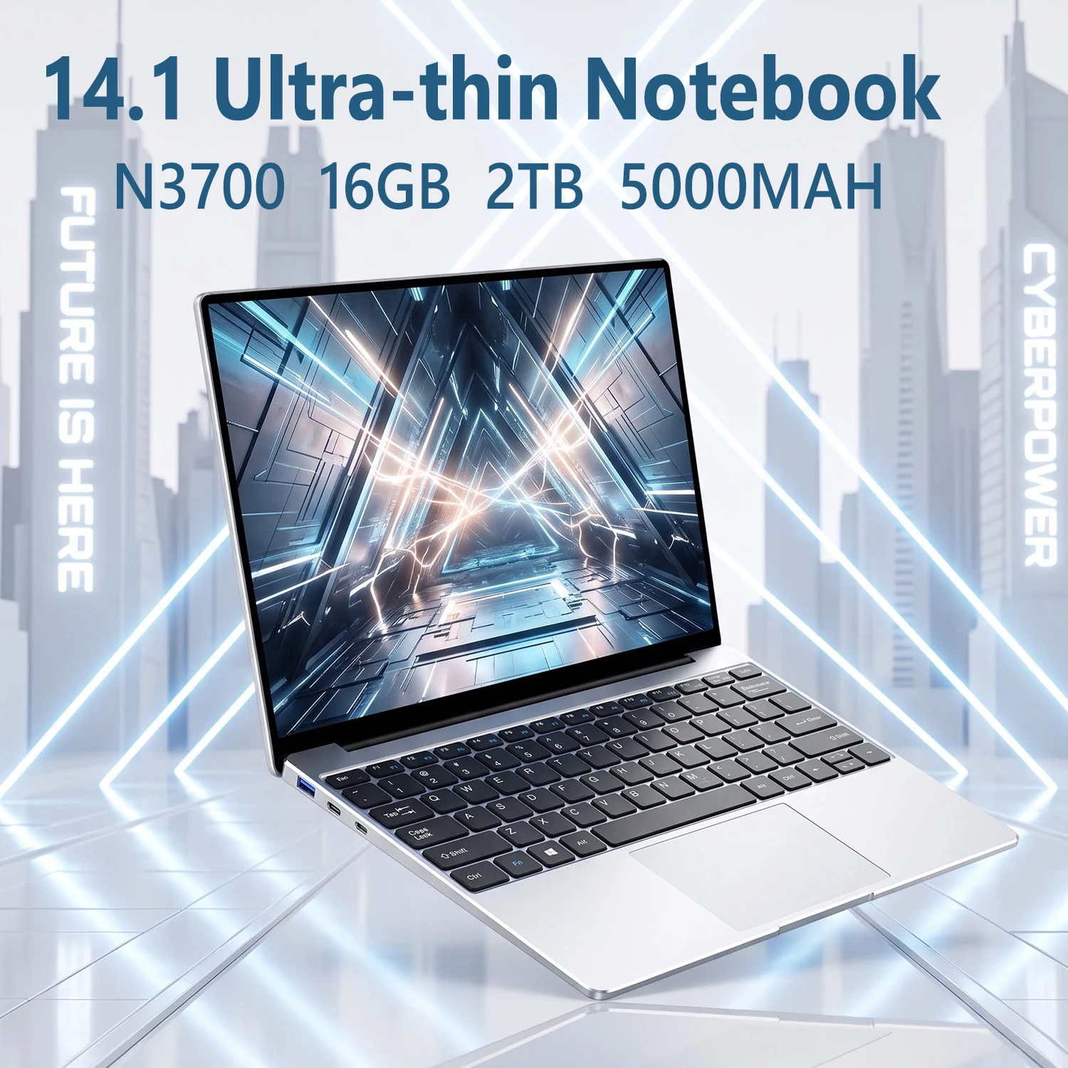 NOVITÀ Laptop 14,1" 16GB 2TB Windows 11 Intel N3700 Computer da Studio PC 1920*1080 HD 5000mAh Notebook Ultra Sottile per Ufficio