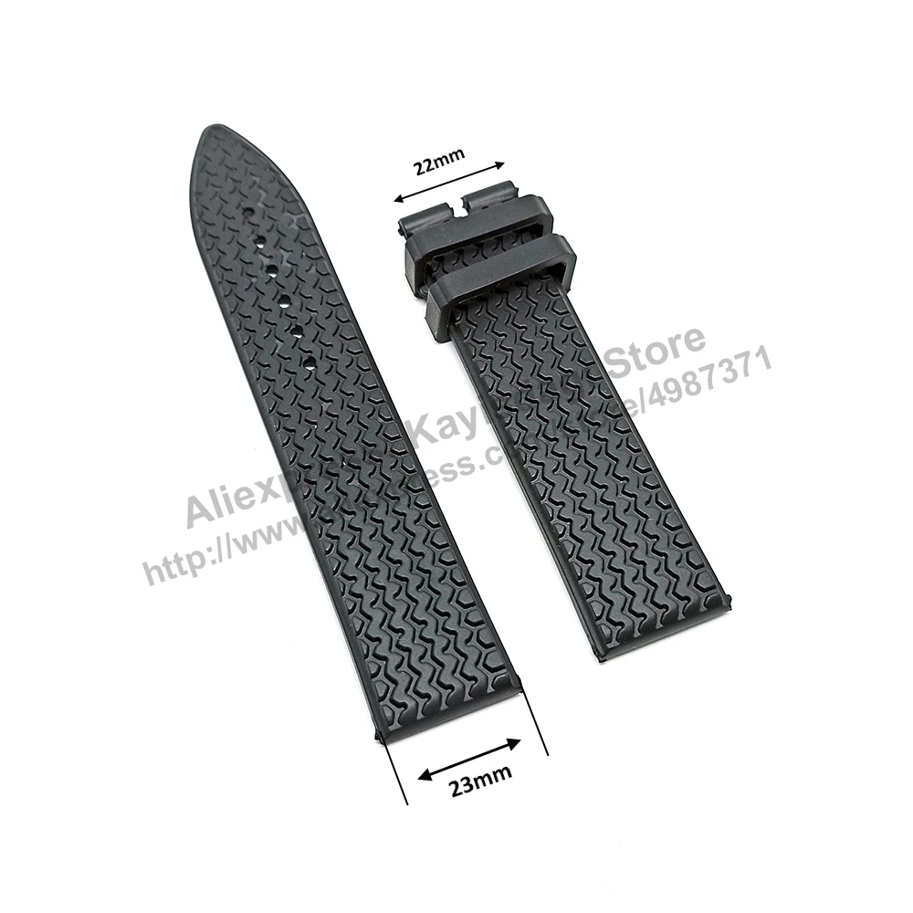 

23mm Black Rubber Replacement Watch Band / Strap Compatible with Chopard Racing Classic