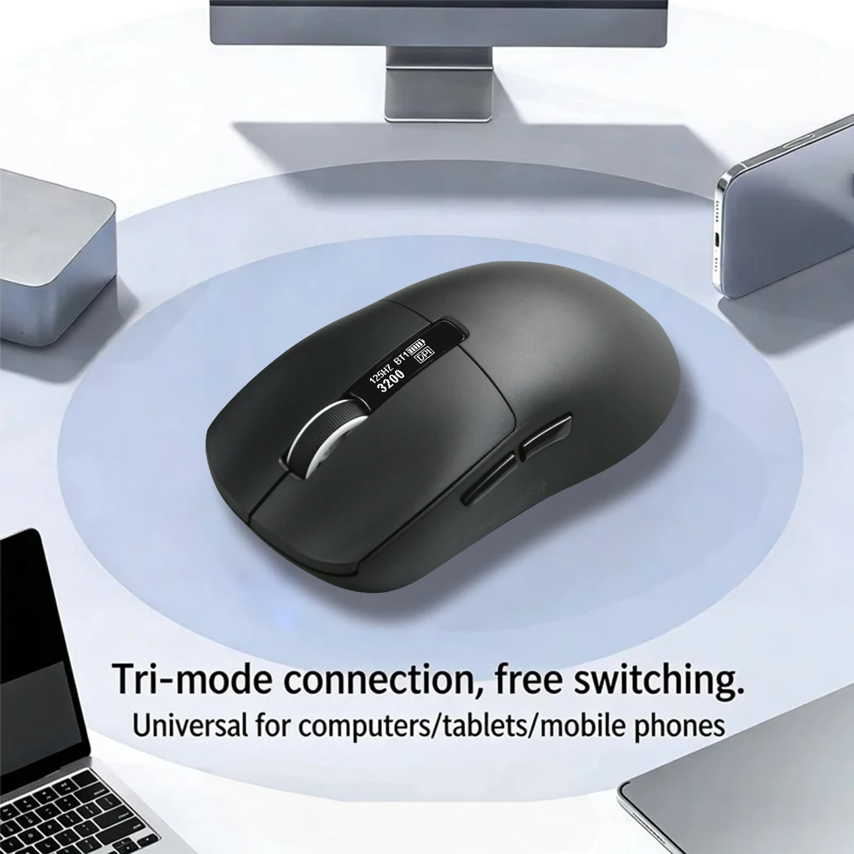 High Performance Wireless Gaming Mouse, Adjustable 4800 DPI, Rechargeable 6 Programmable Buttons, Compatible with PC, Mac Black