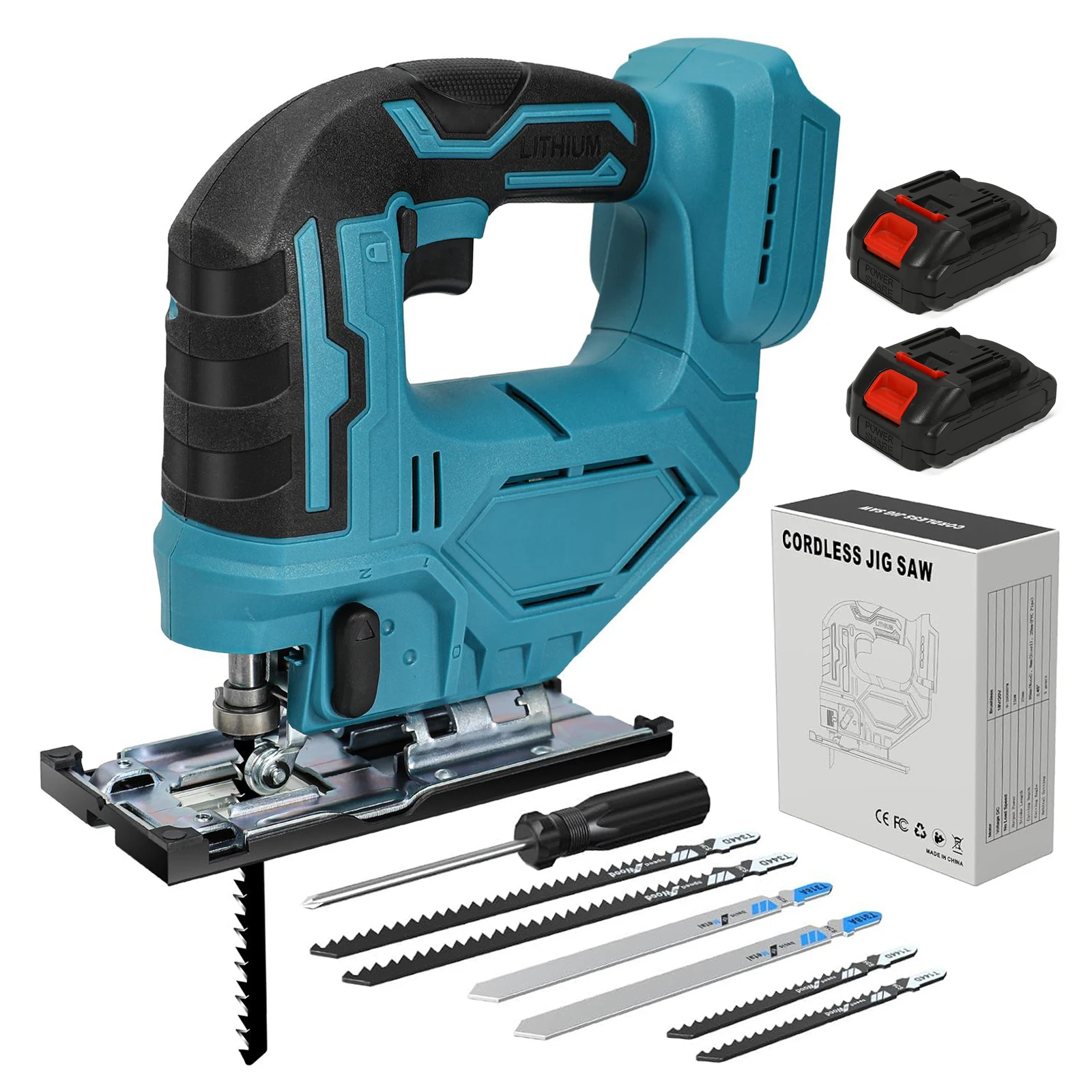 750W Cordless Jigsaw 65mm Electric Jig Saw Portable Multi-Function Woodworking Power Tool With LED light for Makita 18V Battery