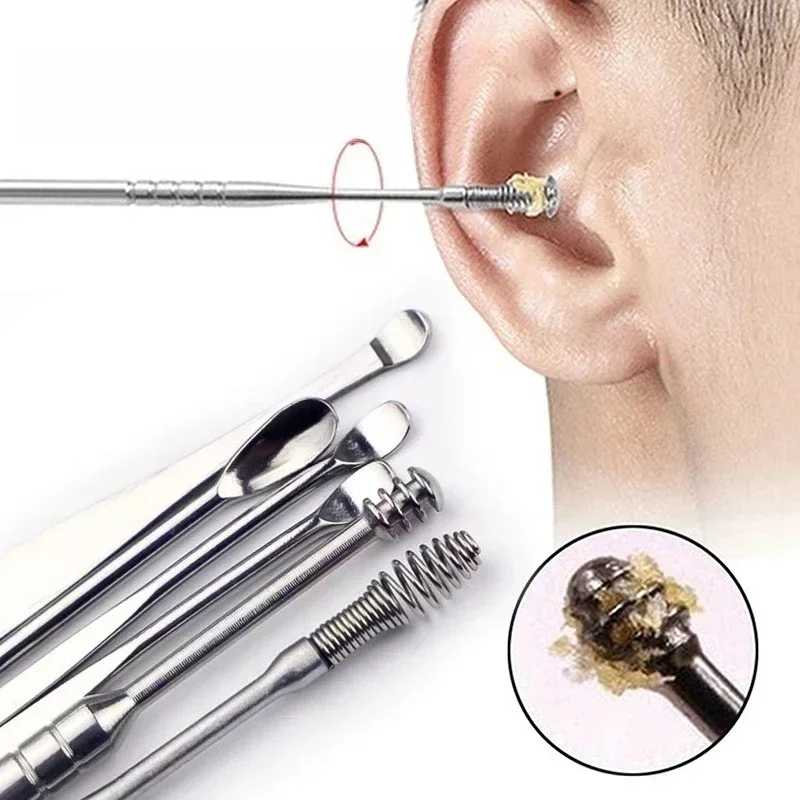 Effectief 6-delig oorsmeerreinigingsgereedschap met spiraalvormige oortjes en oorcurette, oorverzorgingshulpmiddel voor dagelijks gebruik - afbeelding 2