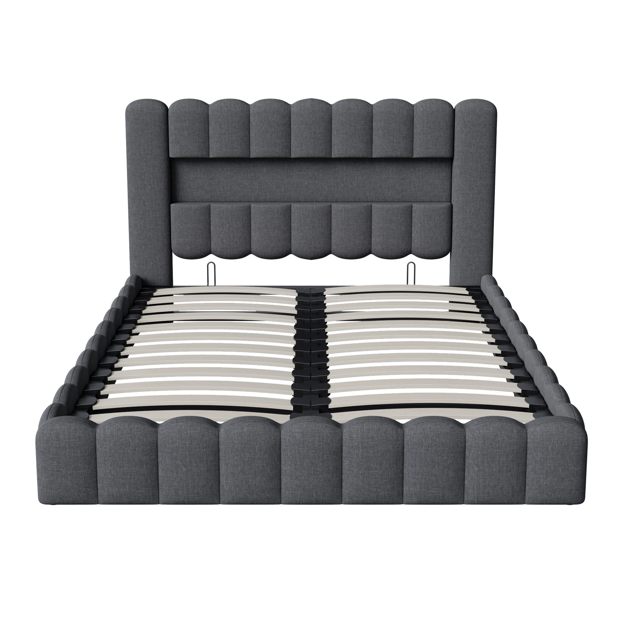 Gestoffeerd bed, Ingebouwde matras, tweepersoonsbed met zachte rugleuning, hoofdeinde met LED en USB-poort, zonder matras - afbeelding 2