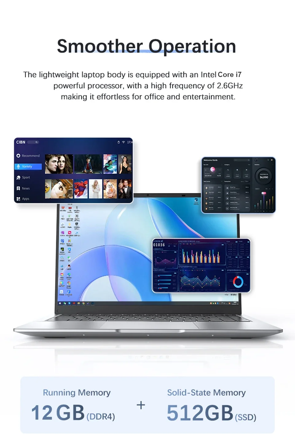 Intel Laptop 14.1" Laptop Computer Windows 11 Laptops Intel Core I7 9850H Intel Core I7 8650U 12GB RAM 1TB 2TB SSD Laptops Office Study Home Use Computer 1920*1080HD Notebook Computer
