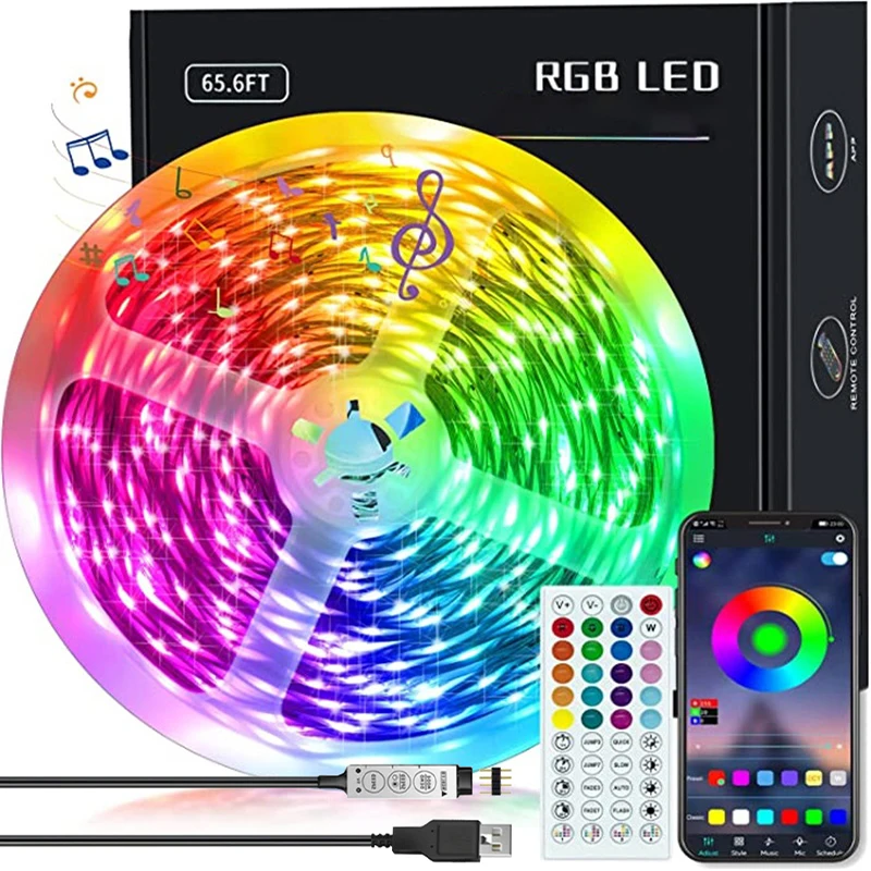 

20M 10M Led Strip Lights RGB Infrared Bluetooth Control Luces Luminous Decoration For Living Room 5050 Ribbon Lighting Fita Lamp