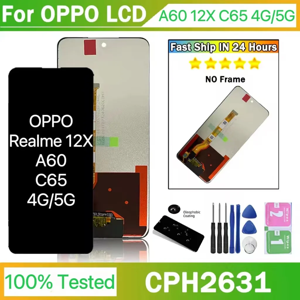 

6.67“NEW Original For Oppo A60 Realme12X C65 4G/5G CPH2631 LCD Display Touch Screen Digitizer Panel Assembly Replacement Black