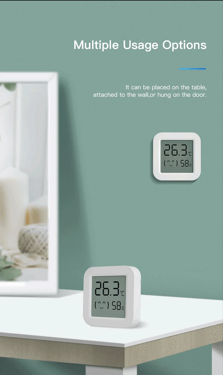 Tuya Temperatur- und Feuchtigkeitssensor, Mini-LCD-Digitalanzeige, kompatibel mit APP-Fernbedienung, BT-Thermometer und Hygrometer – Detail 8