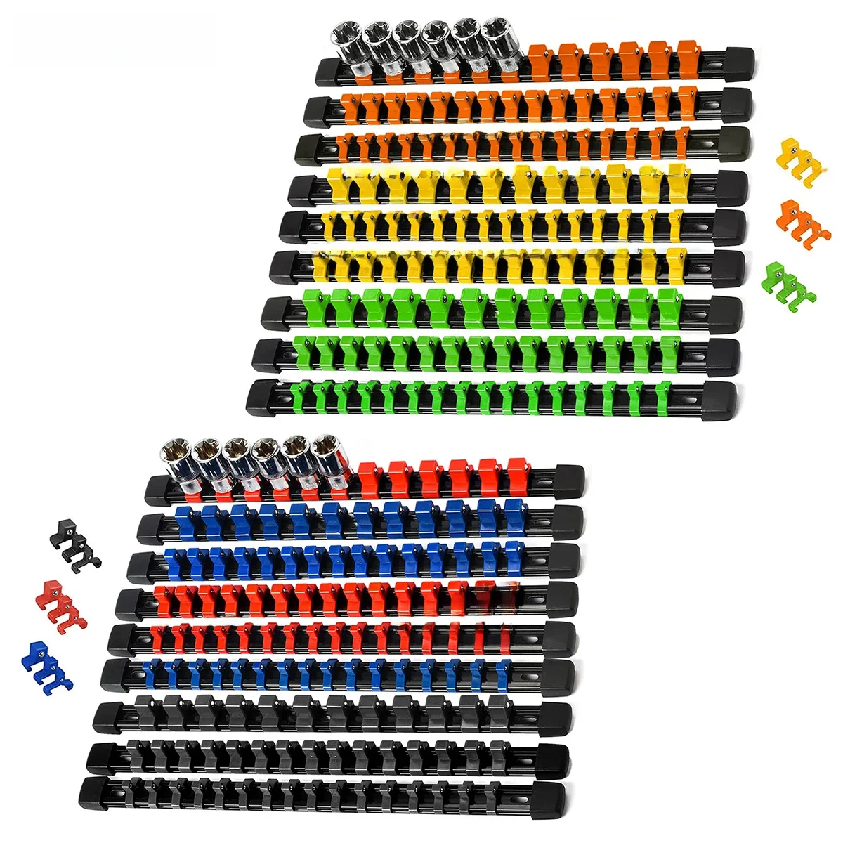 Porte-clé universel en plastique, 1/4 ", 3/8", 1/2", organisateur de douilles, support de Rail, outils de réparation, clé murale, outils pour la maison