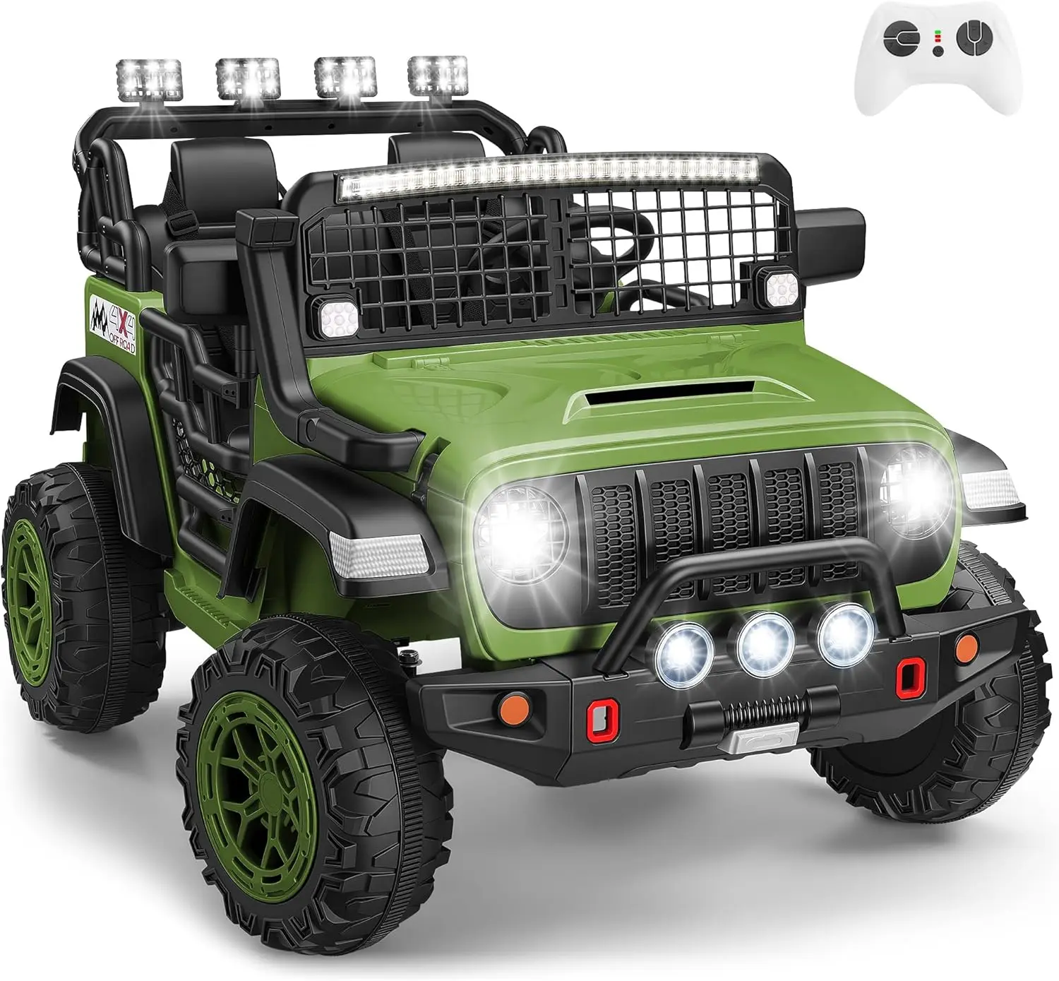 Elektryczny samochodzik dla dzieci 24V, 2-osobowy, z pilotem, 3 prędkości, muzyka, zawieszenie sprężynowe, światła LED dla chłopców i dziewczynek