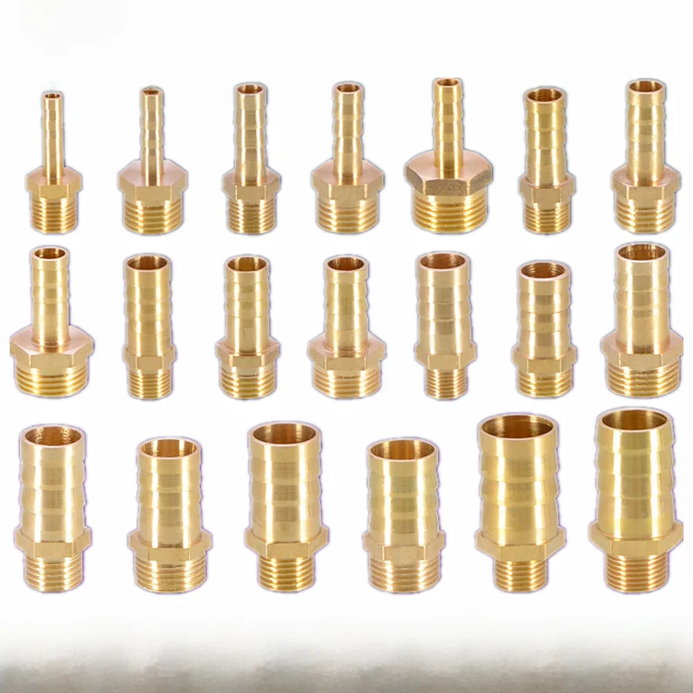 Raccord de tuyau en laiton 6/8/10/12/14/16mm, queue de tuyau 1/8 "3/8" 1/4 "BSP, connecteur mâle, Joint adaptateur de coupleur en cuivre