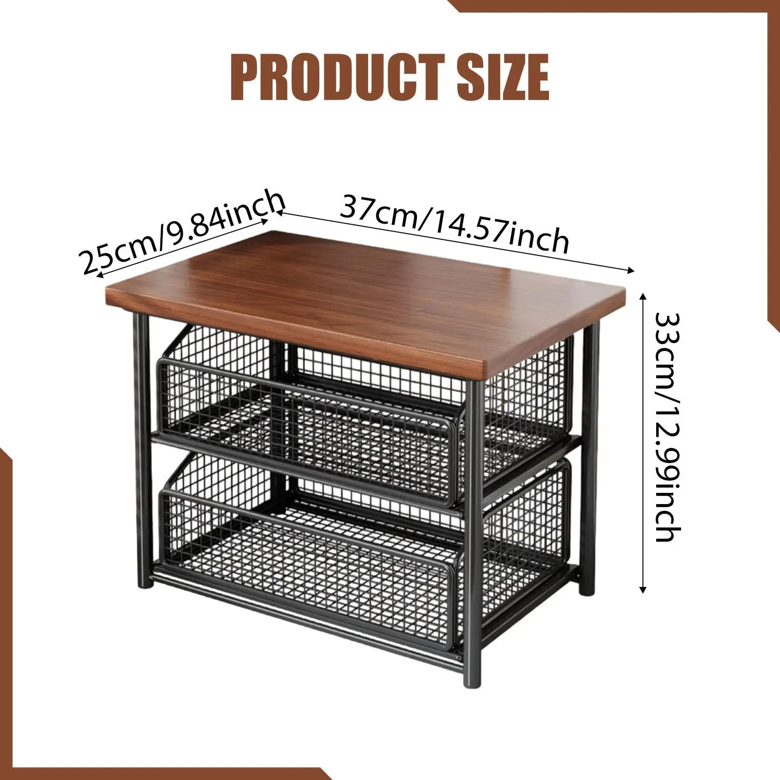 Coffee Bar Station Organizer Countertop Shelf Coffee Pod Holder Wood Desktop Rack with Drawer for Coffee Shop Cafe Dorm Pantry