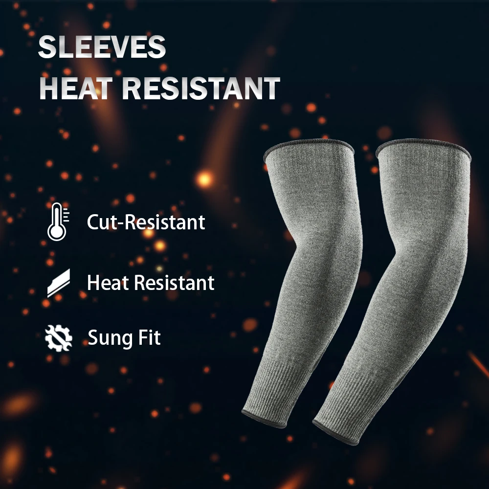 Heat Resistant Arm Sleeves Men Women, Carbon Fiber Aramid Cut Proof BBQ Oven Gloves, Anti-Scald Forearm Protectors Dark Green