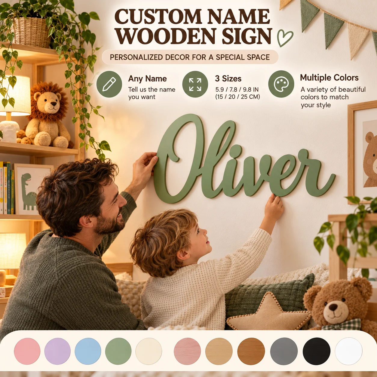 Papan Nama Kayu Custom, Dekora - Nursery ulasan dan harga