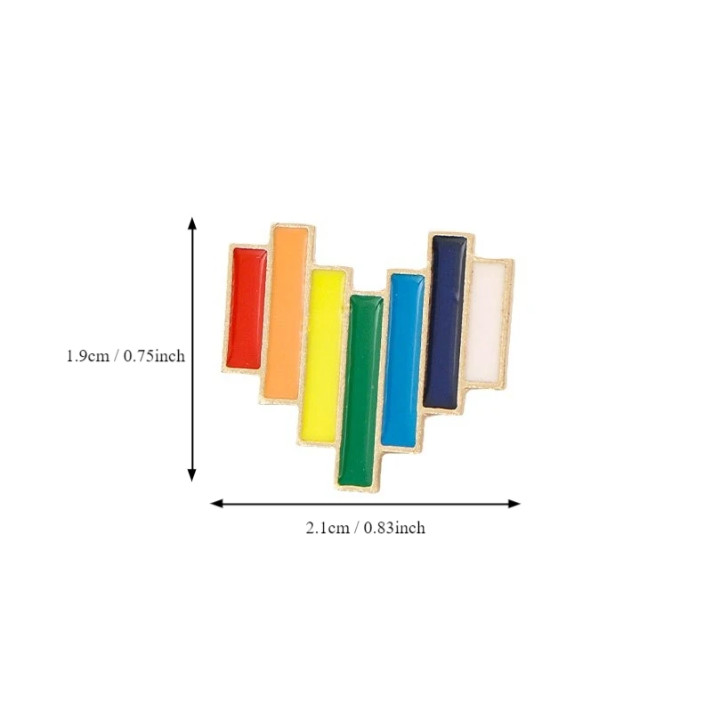 Cute Personalized Colorful Vertical Pattern Heart Enamel Brooch Graduation Gift Badge Lapel Pin Backpack Clothing Accessories