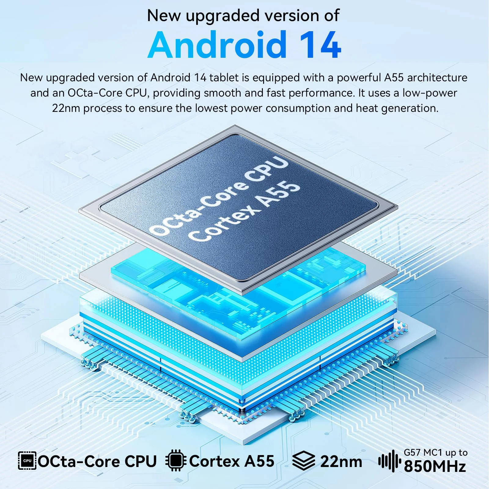 AEEZO C107 Android 14 Tablet 10.1 Inch 10GB RAM 128GB ROM 1TB Expand Octa-Core Processor HD IPS Screen 8.0 MP Rear Camera WiFi 6