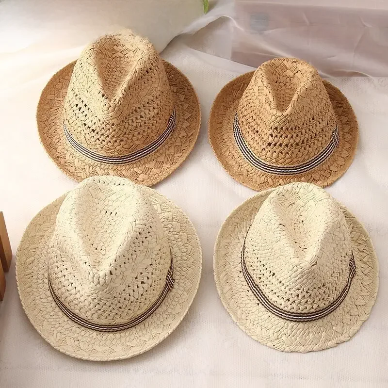 2018 nowych moda Handwork kobiety lato rafia słomkowy kapelusz przeciwsłoneczny Boho plaża kapelusz Fedora Sunhat Trilby mężczyźni Panama kapelusz czapka gangsterska — zdjęcie 2