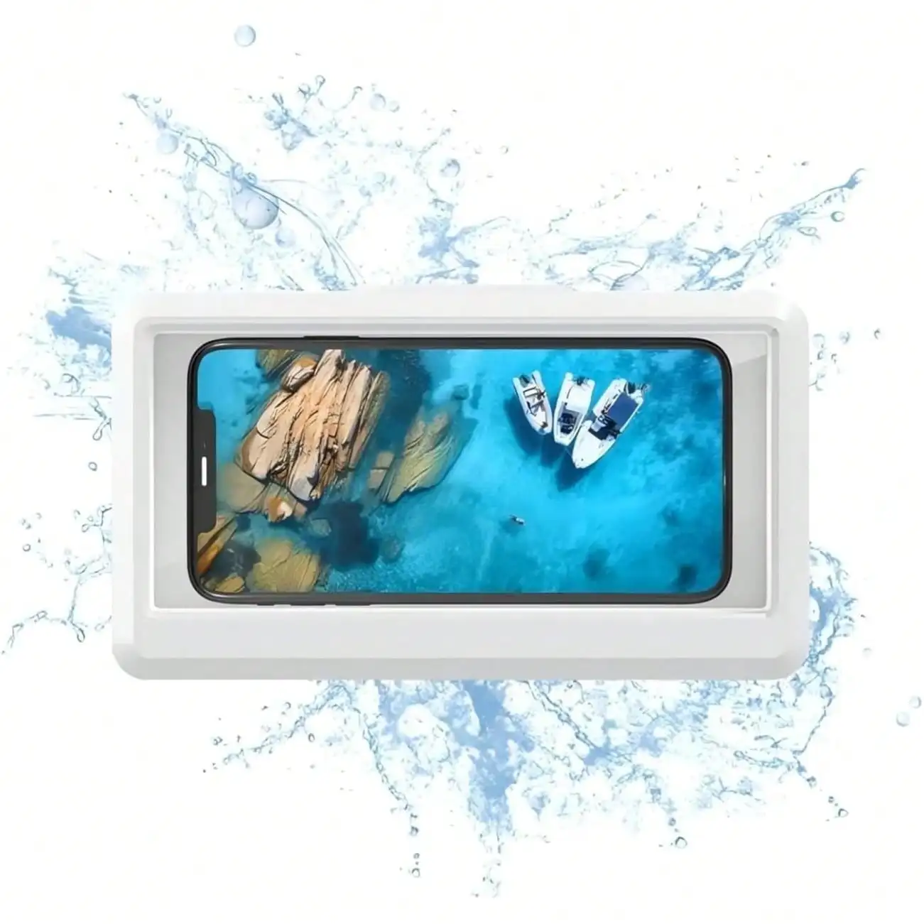 Adjustable Wall Mount Shower Phone Holder Bathroom Phone Stand with Touchscreen Compatibility Damage Installation Stylish White Design for Bath and Tv Use