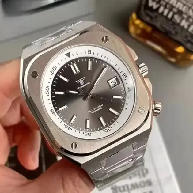 Tandorio neue Vintage 42mm Sunburst Zifferblatt quadratisches Uhrengehäuse nh35