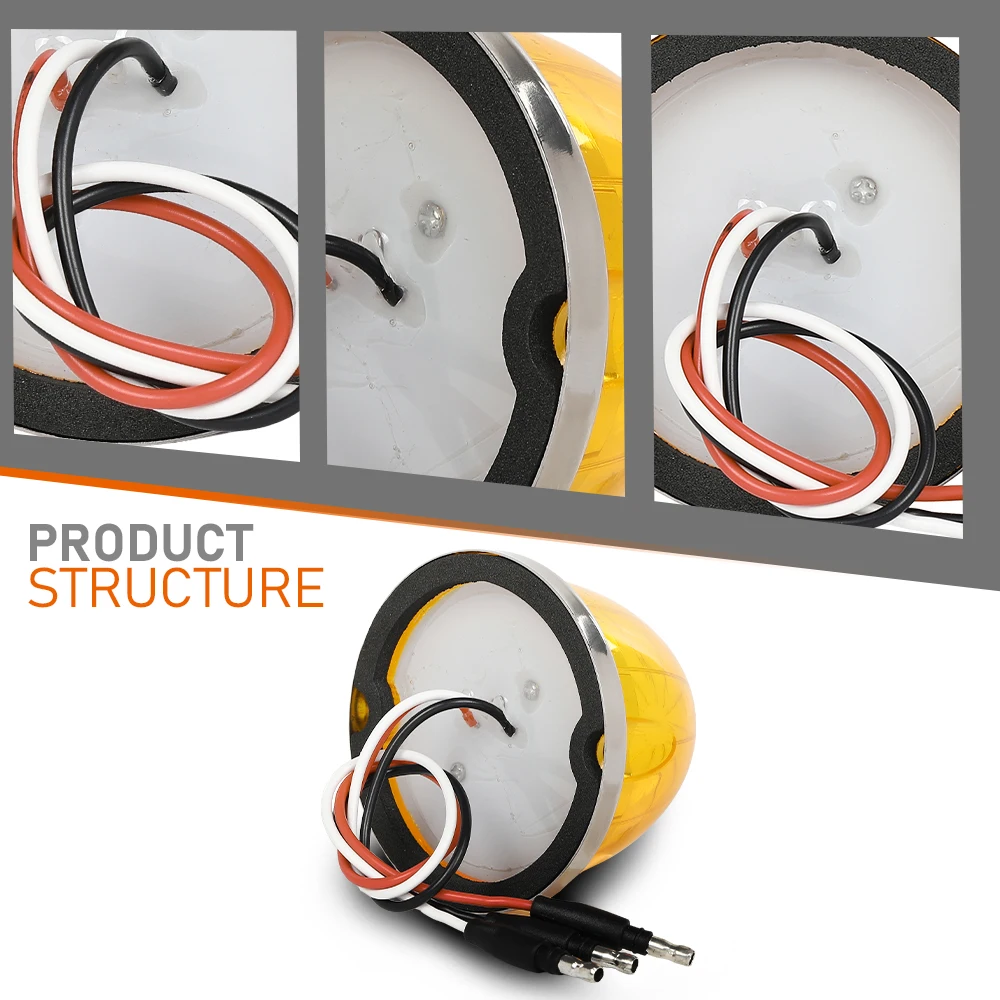 2-Pack Turn Signal Lights 17 Led Dual-Function Watermelon Lights Amber Brake Lights Abs