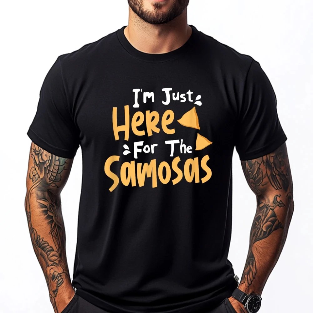Camiseta Retro con estampado divertido para hombre, ropa neutra informal diaria, I M Just Here For The Samosas Bollywood, verano 2025