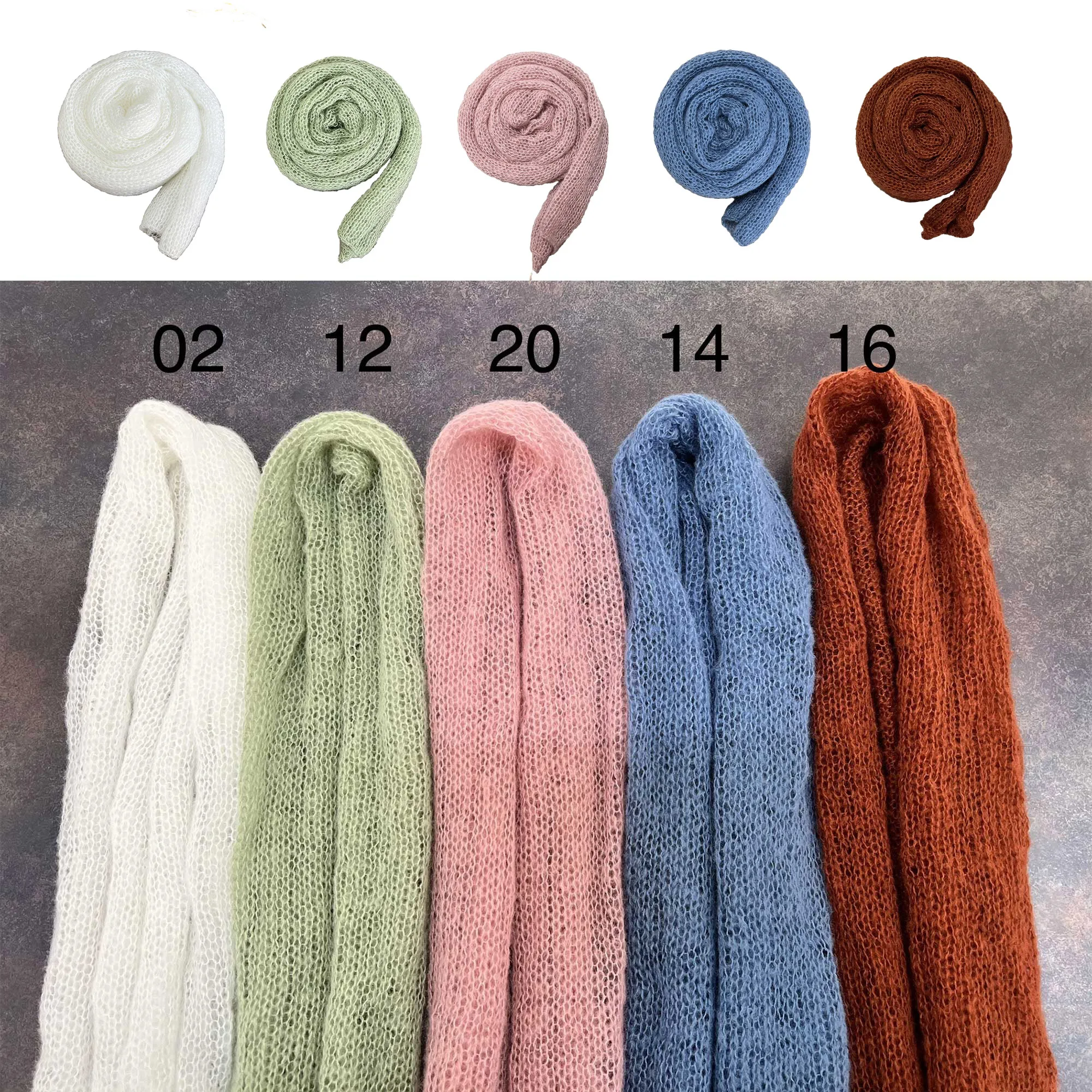 

Don&Judy 5PCS/Set Soft Mohair Wraps Newborn Photography Prop Baby Stretchy Blanket Swaddling Handmade Photo Shooting Accessories