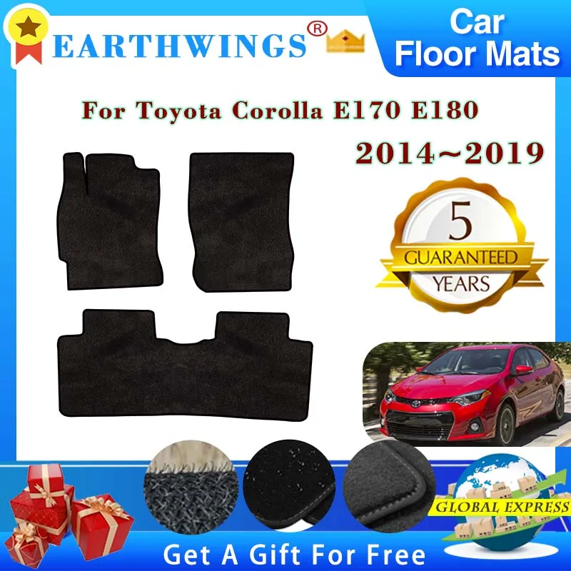 Car Floor Mats For Toyota Corolla E180 E170 2014~2019 Carpets Footpads Anti-slip Cape Rugs Cover Foot Pads Interior Accessories