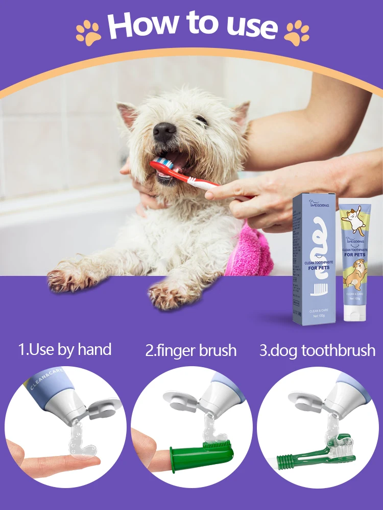 Dog toothpaste pet teeth cleaning dental care teeth plaque remover whitens teeth freshens breath